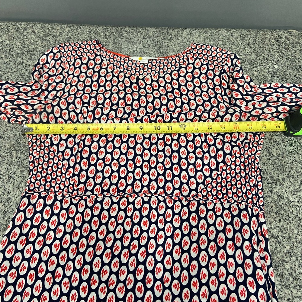 BODEN 8L Lightweight Floral Tunic Dress Long Sleeve Bell Cuff Navy Red Casual - Picture 15 of 16